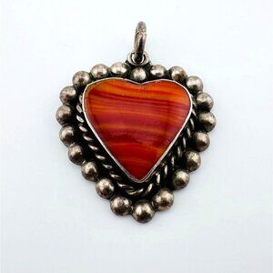 Mexico TS-134. Carnelian Agate Healing Stone Set in 925 Sterling Silver Pendant